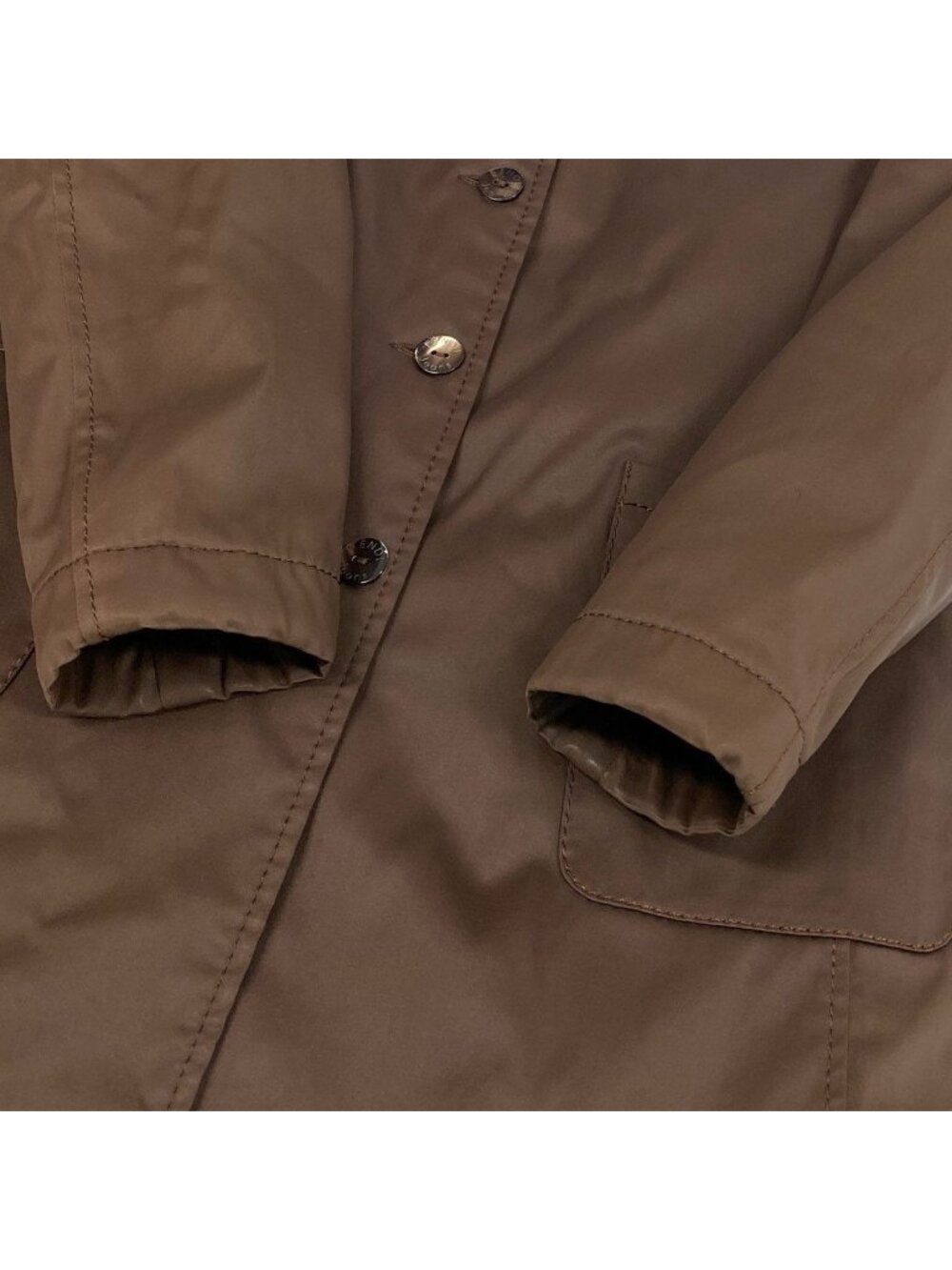 Fendi Chester Coat Long Padded Batting with Logo Buttons Brown - Picture 6 of 9